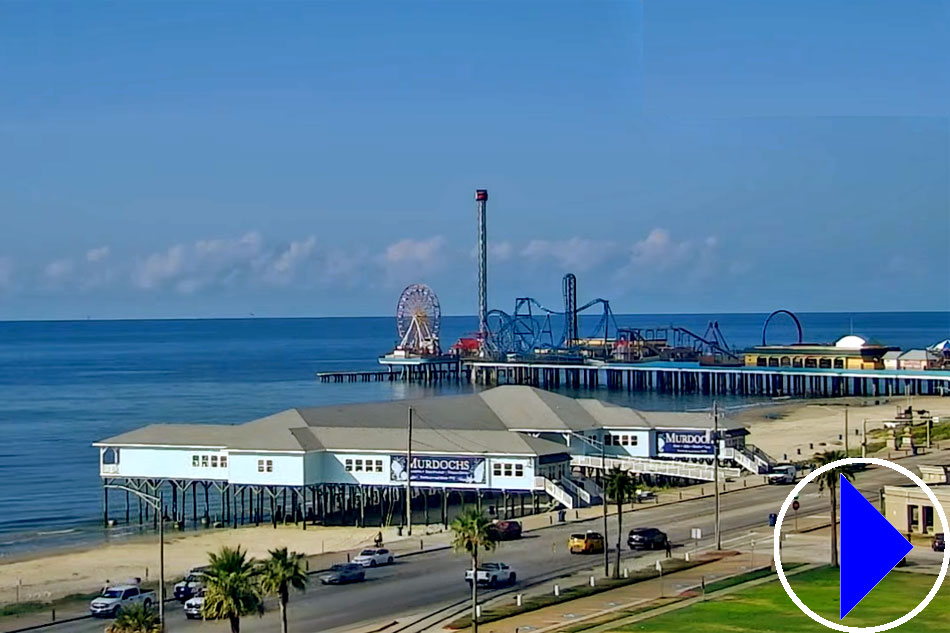 view of galveston beach and pier