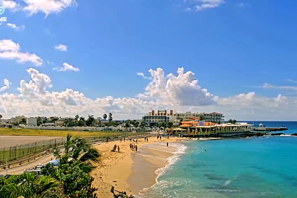 maho beach in sint maarten                            
