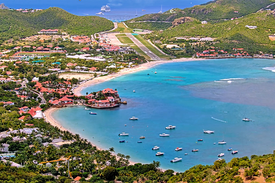 beach and airport on st barts                          
