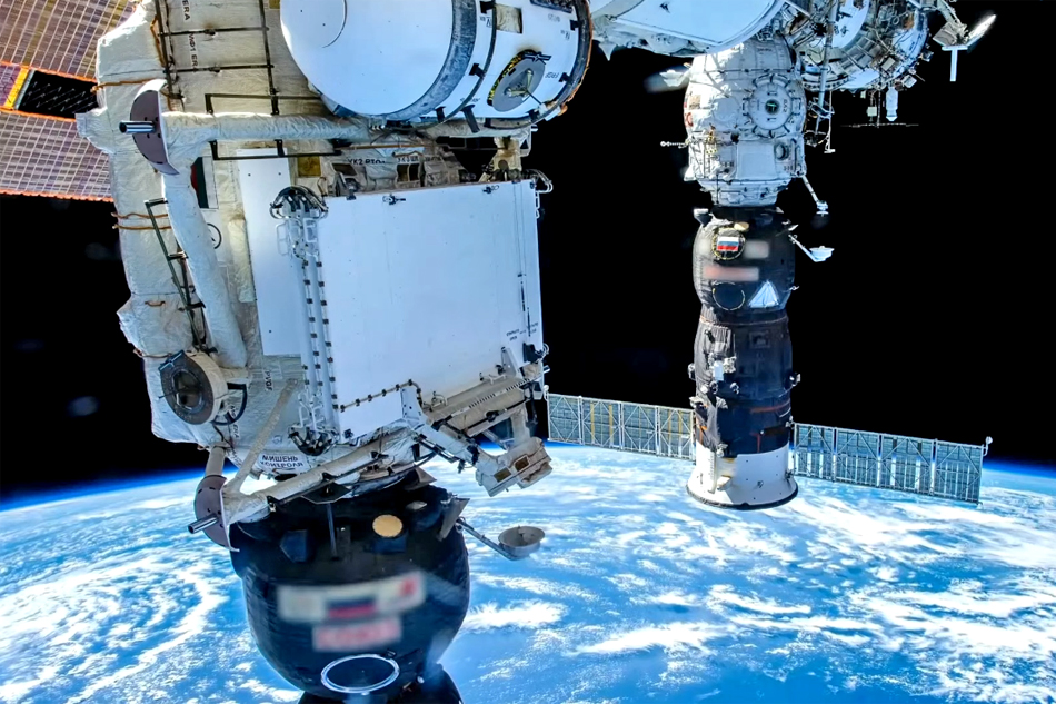 view from the international space station looking to earth                      
 