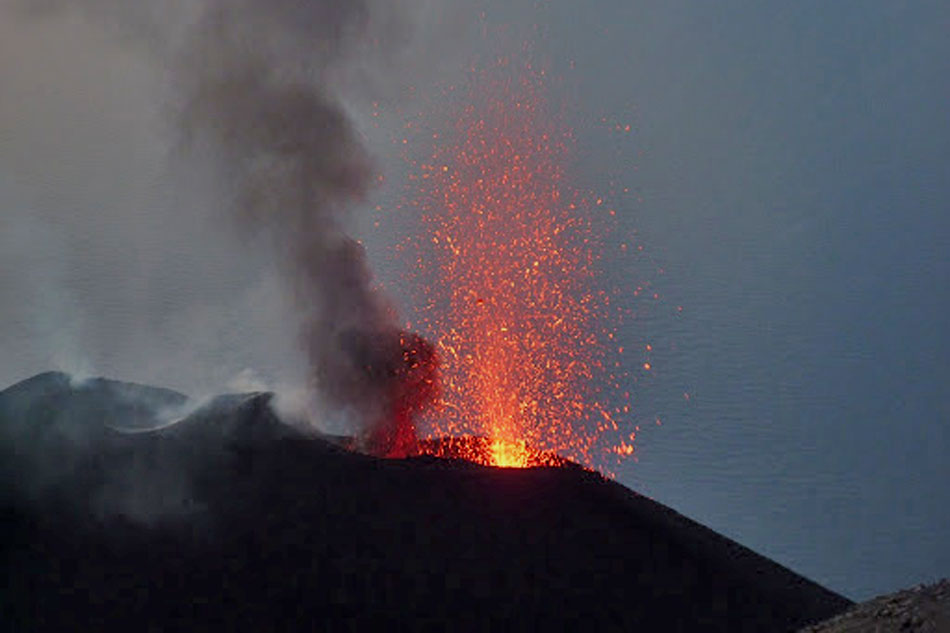 Stromboli Volcano Erupting