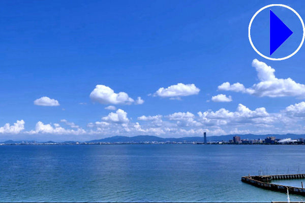 view of lake biwa in kyoto in japan