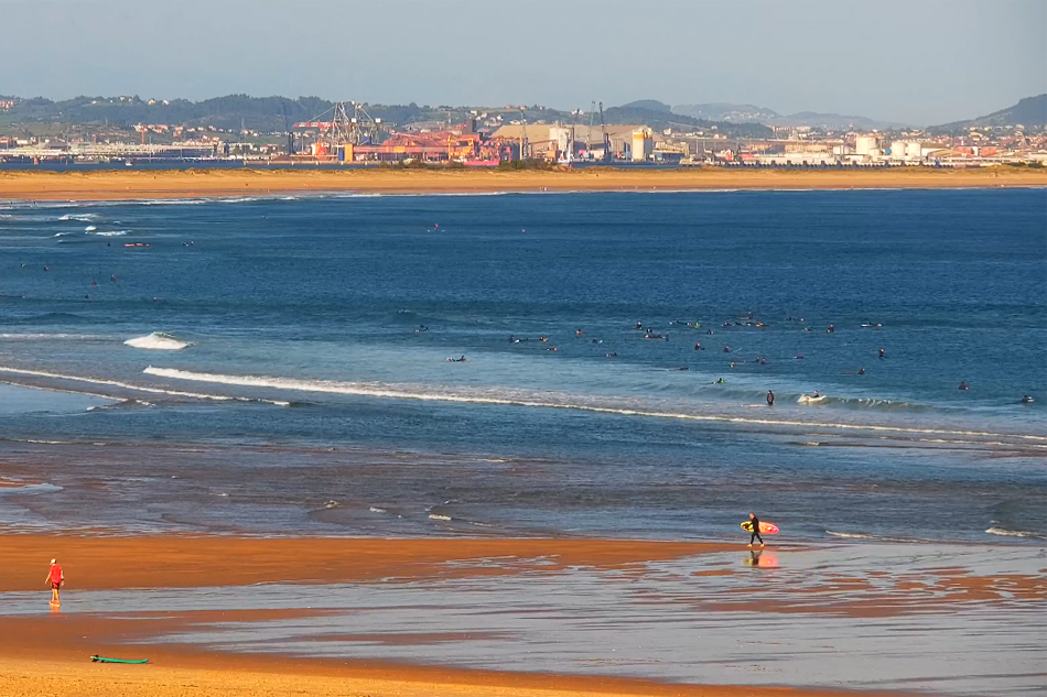 beach of somo and loredo in cantabria spain