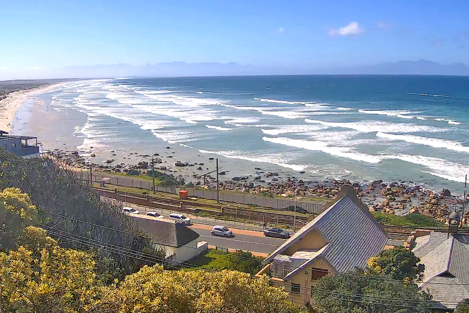 broad view of muizenberg beach in south africa