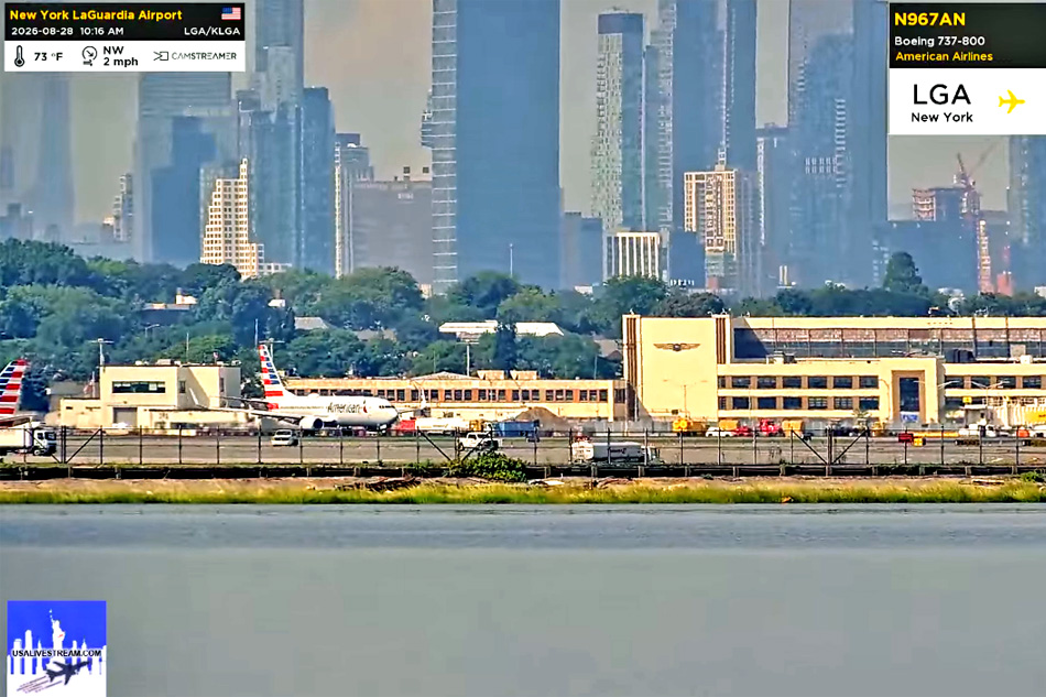 aeroplane at laguardia airport in new york