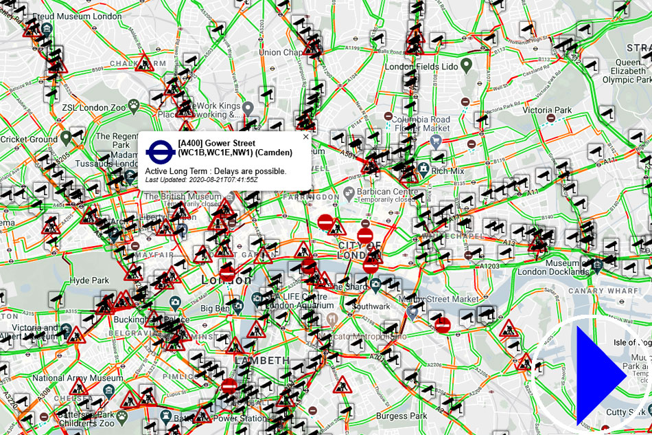 map of traffic cams in london