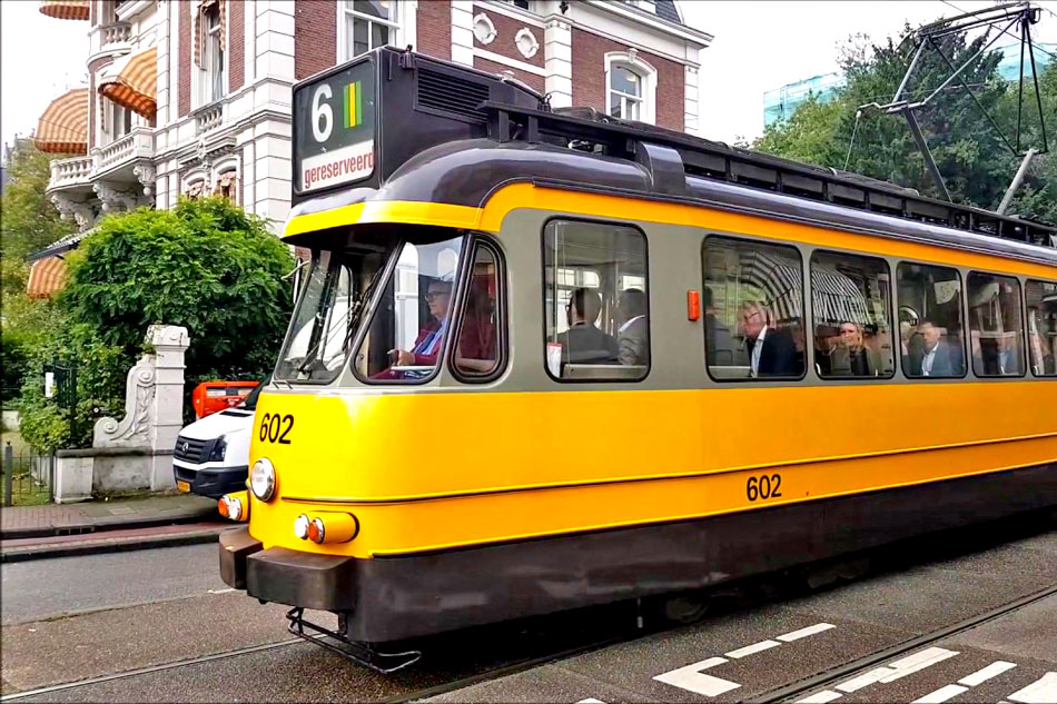 old tram in amsterdam