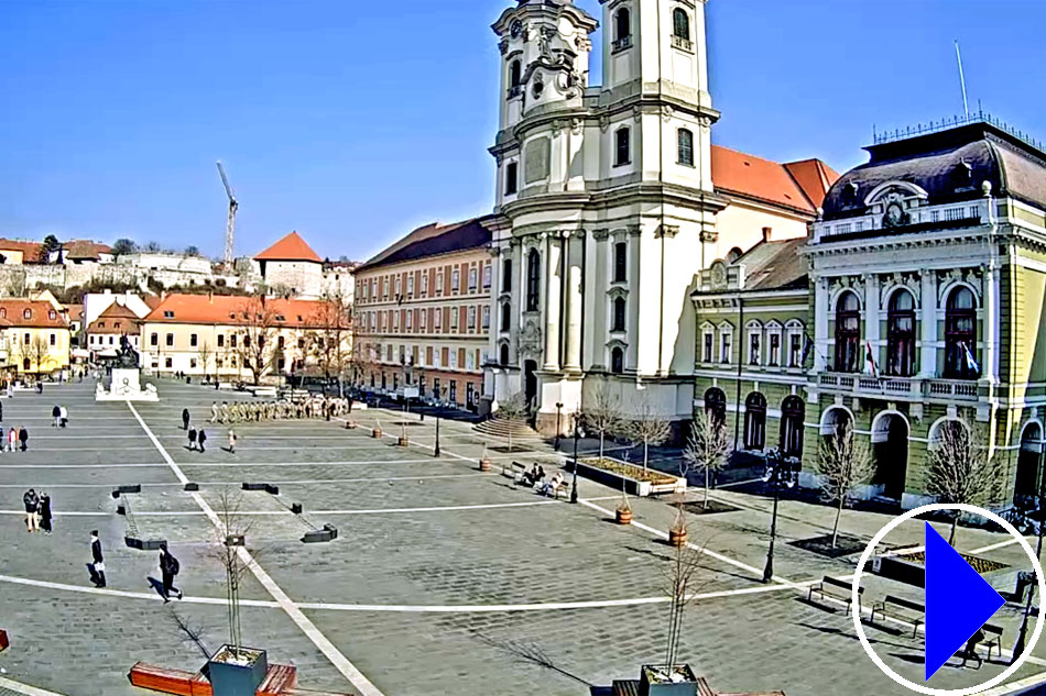 city centre square in eger in hungary