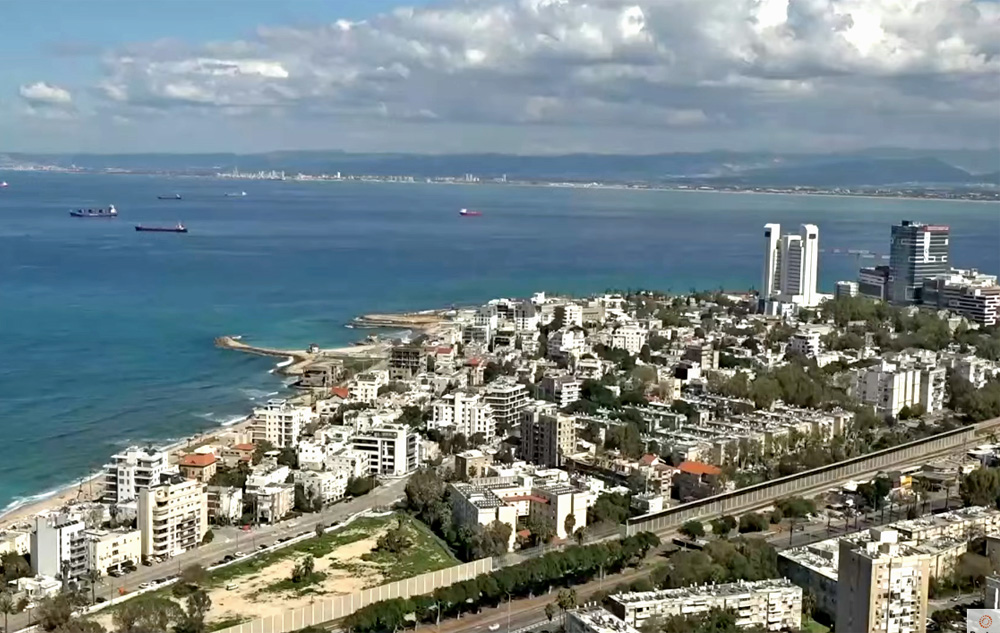 view of haifa port in israel