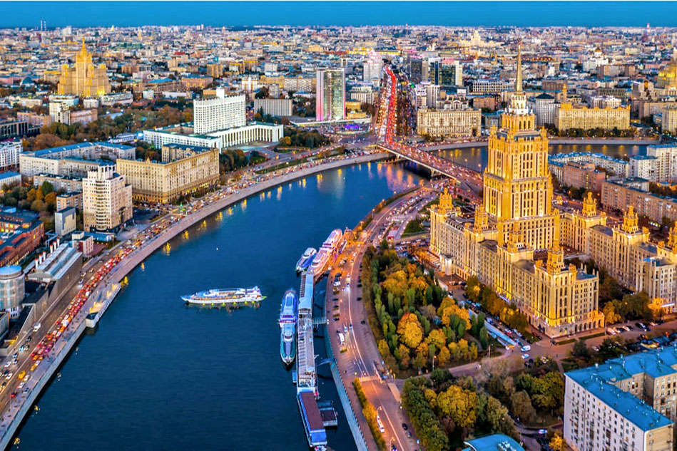 view of moscow city and river