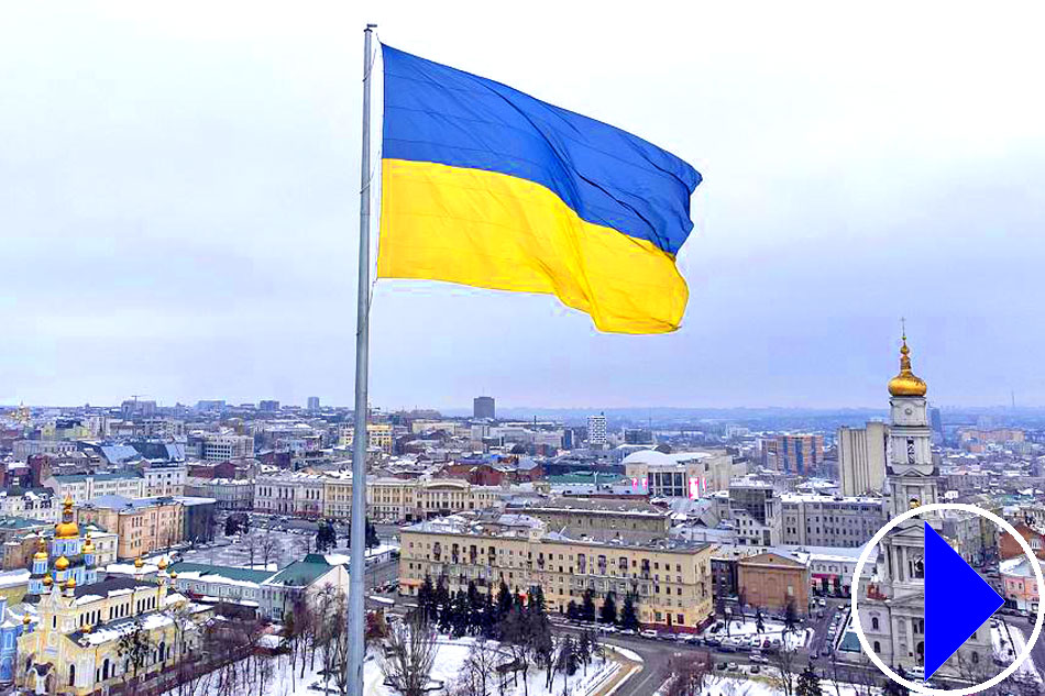 ukranian city and flag