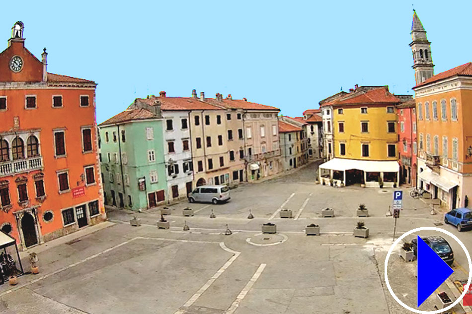 view of the town square of vodnjan in croatia